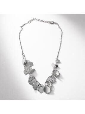 Silver Tone Disc Charm Necklace